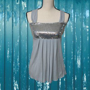 INC SILVER Halter Sequence Tank Top Womens Small